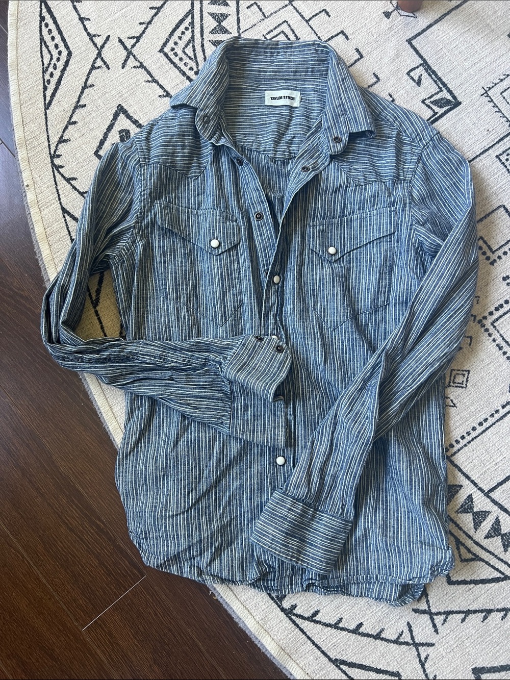 Taylor Stitch Blue Striped Casual Button-Down Shirt